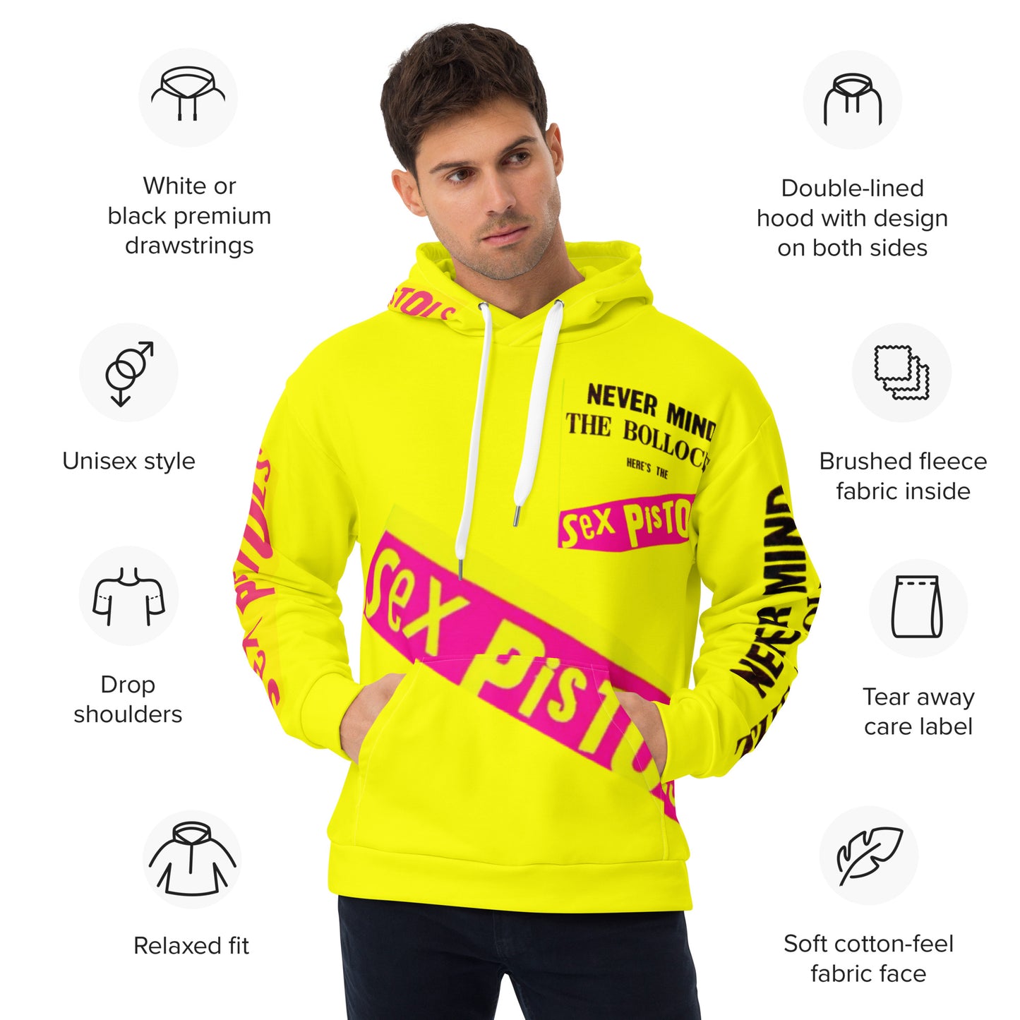 Unisex Hoodie sex pistols, yellow, punk