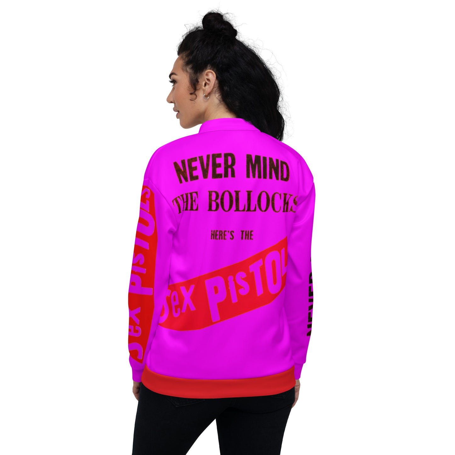 Unisex Bomber Jacket sex pistols pink