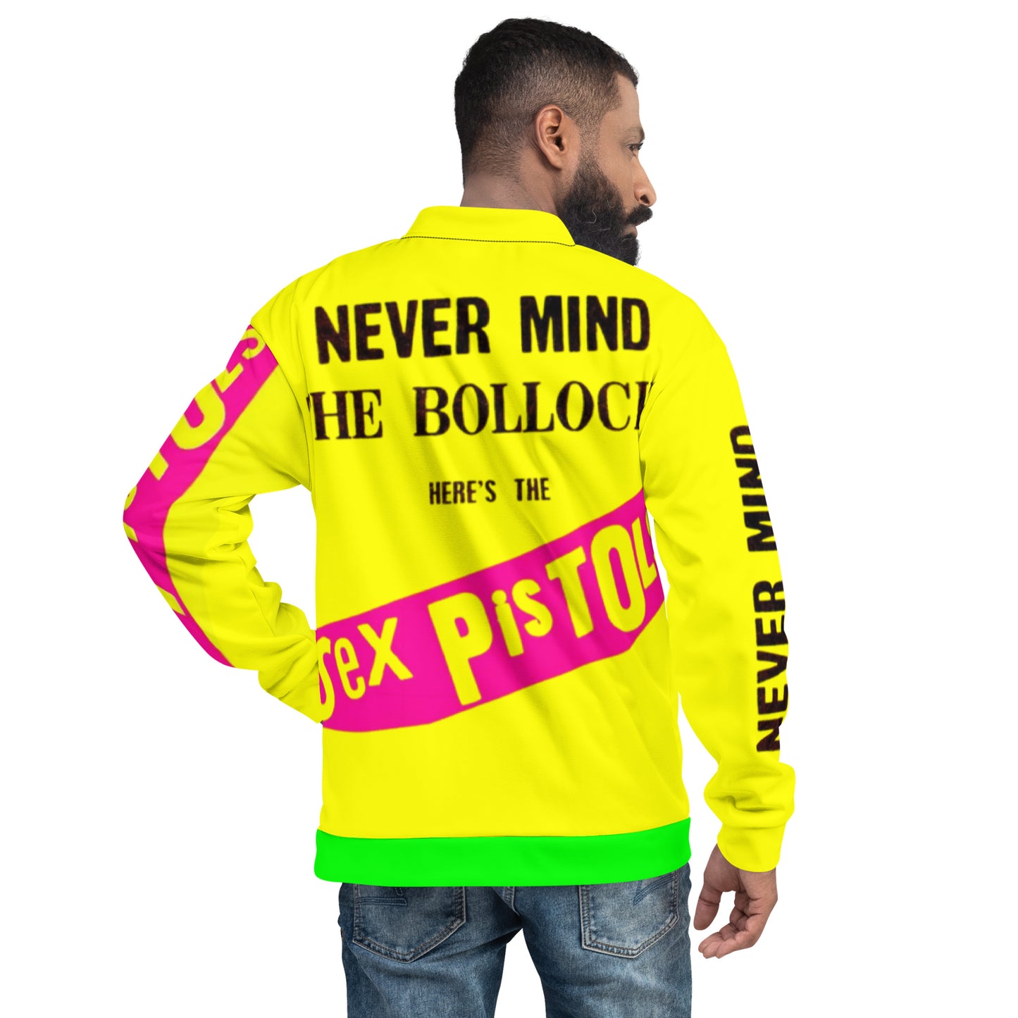 Unisex Bomber sex pistols Jacket yellow green pockets