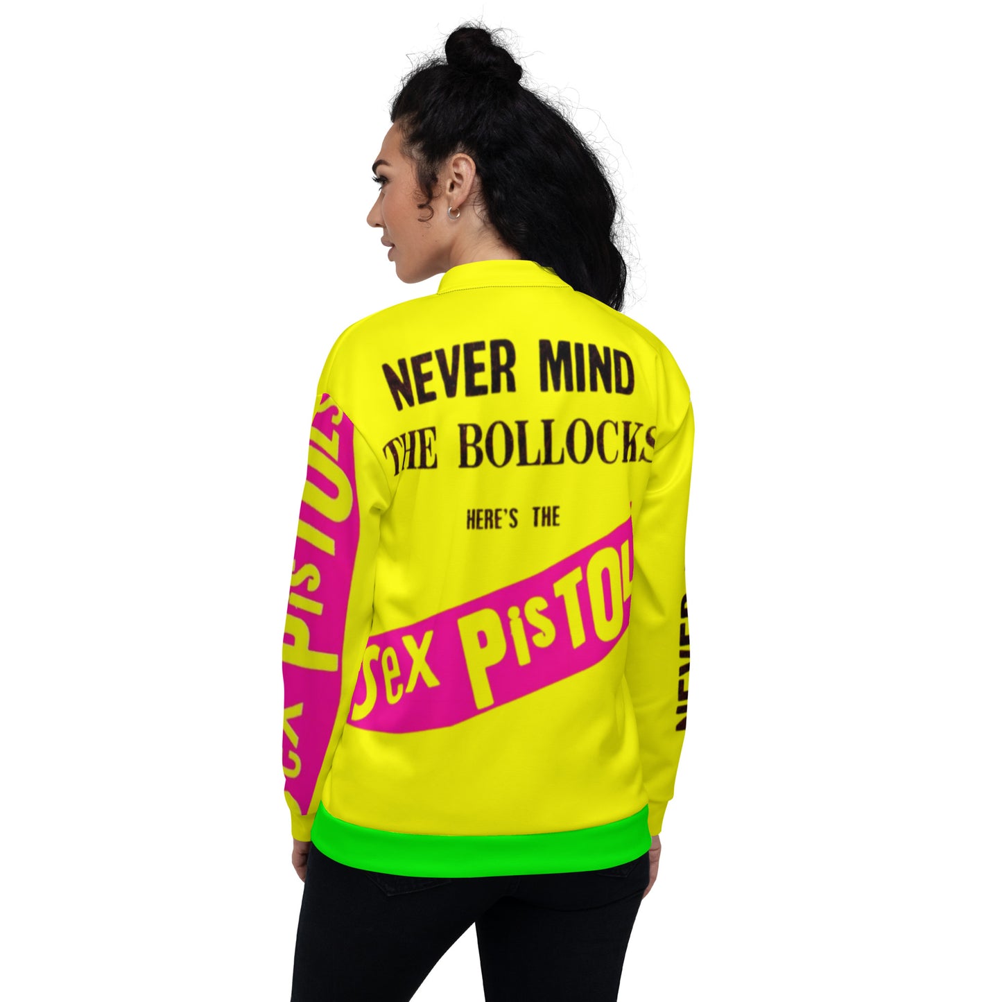 Unisex Bomber sex pistols Jacket yellow green pockets