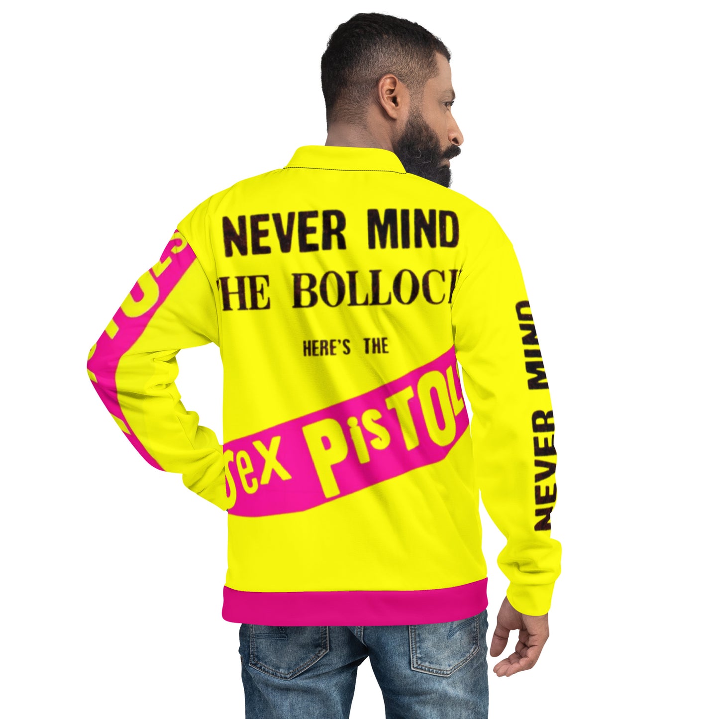 Unisex Bomber Jacket sex pistols pink pockets