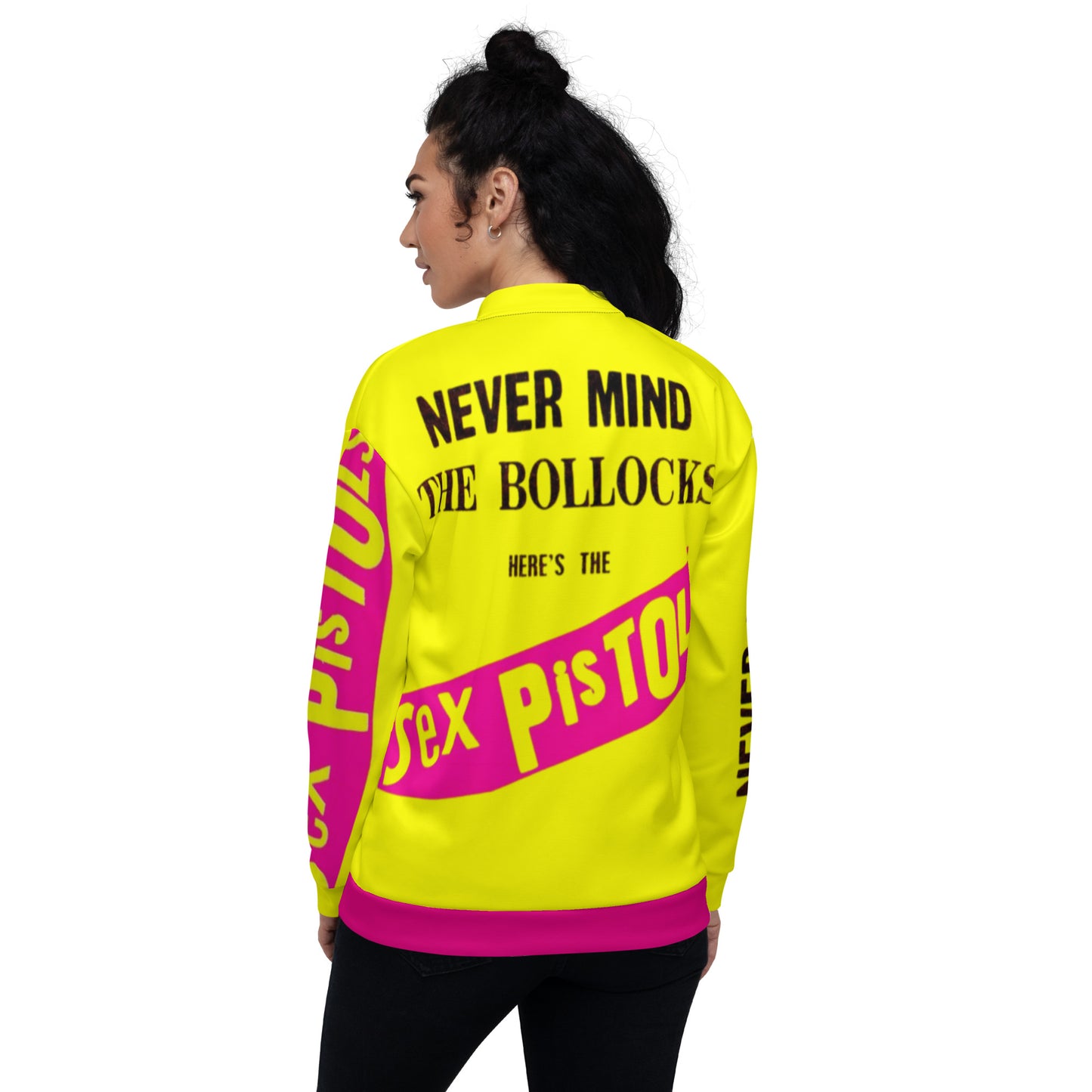Unisex Bomber Jacket sex pistols pink pockets