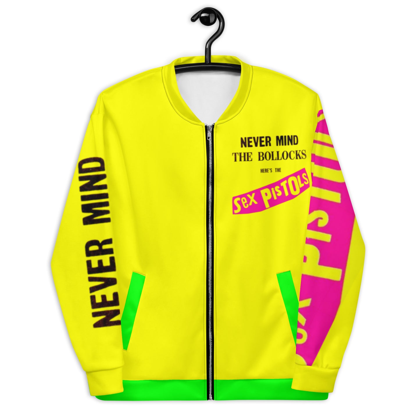 Unisex Bomber sex pistols Jacket yellow green pockets