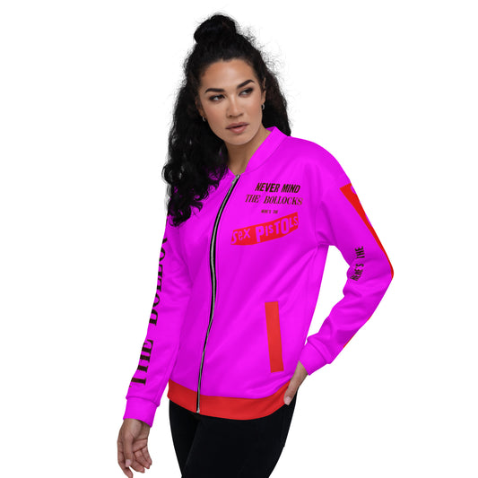 Unisex Bomber Jacket sex pistols pink