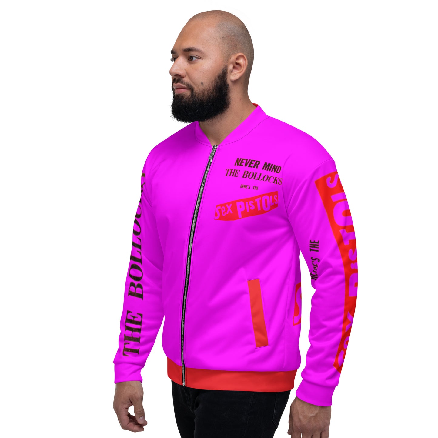 Unisex Bomber Jacket sex pistols pink