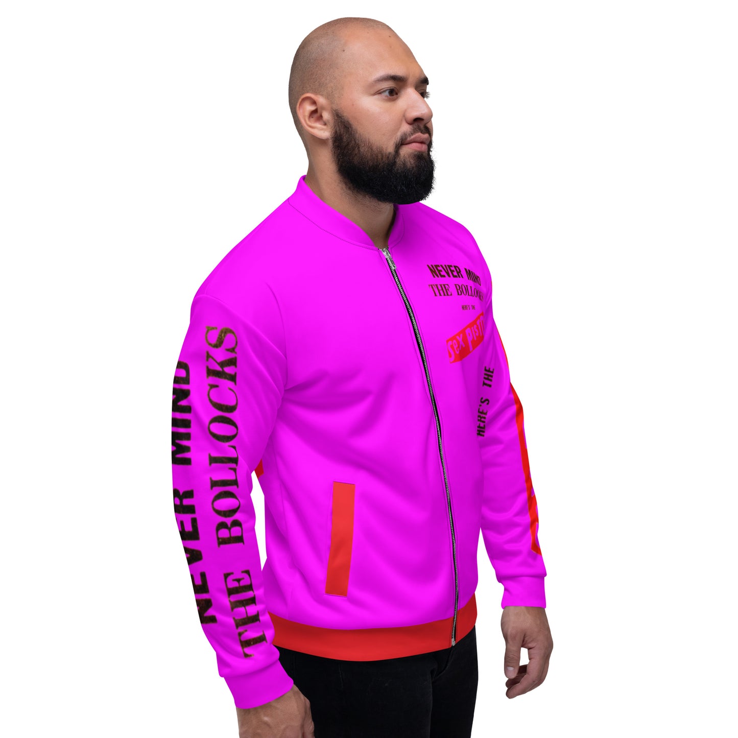 Unisex Bomber Jacket sex pistols pink