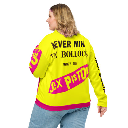 Unisex Bomber Jacket sex pistols pink pockets